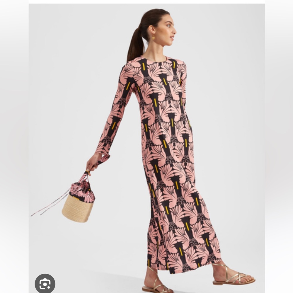 La Double J long sleeve swing dress in Ali Rosa Sable, xsmall